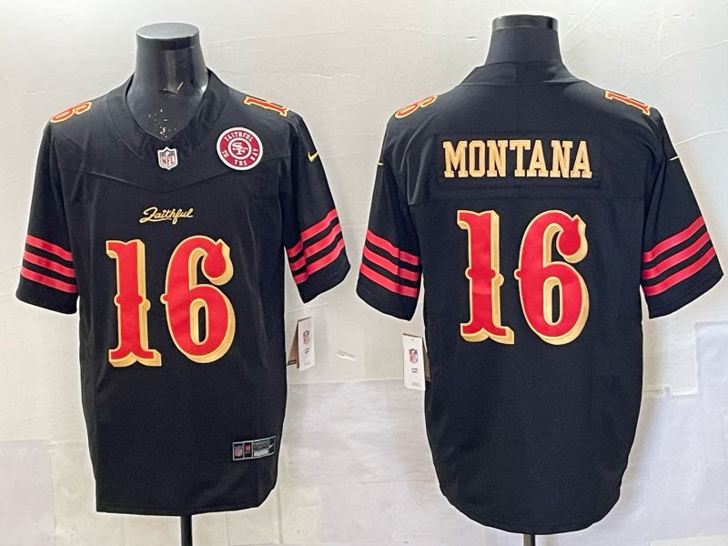 Men 2025 San Francisco 49ers #16  Montana black 5th generation Nike Limited NFL Jersey style  0017->san francisco 49ers->NFL Jersey